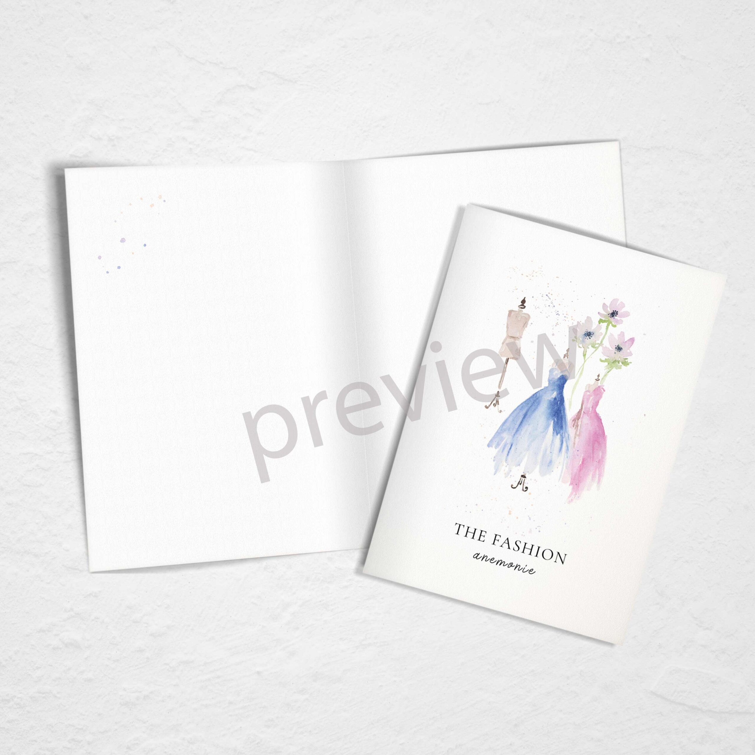 Fashion Anemonie Watercolour Greeting Card - Image 3
