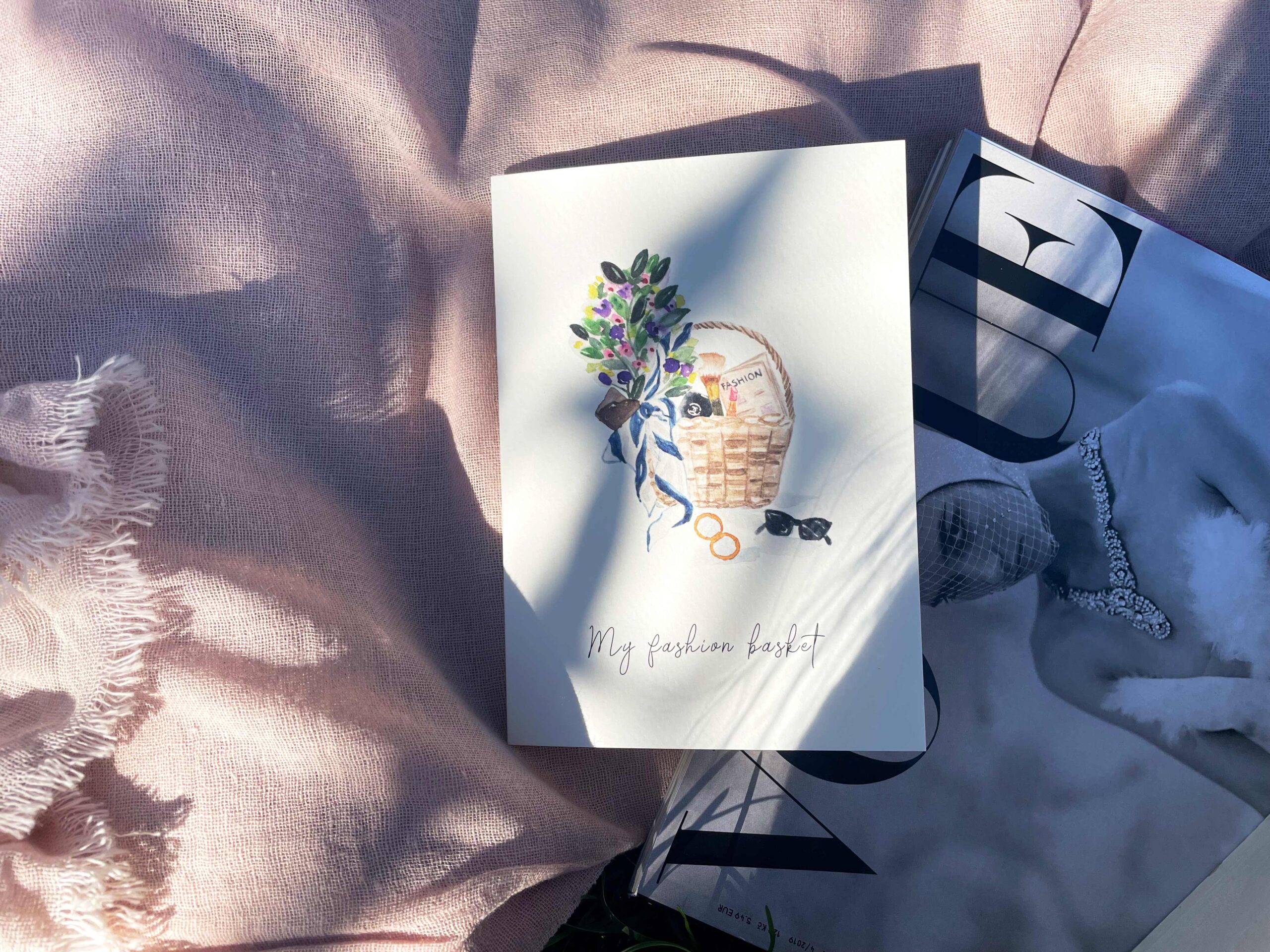 My Fashion Basket Watercolour Greeting Card - Image 2