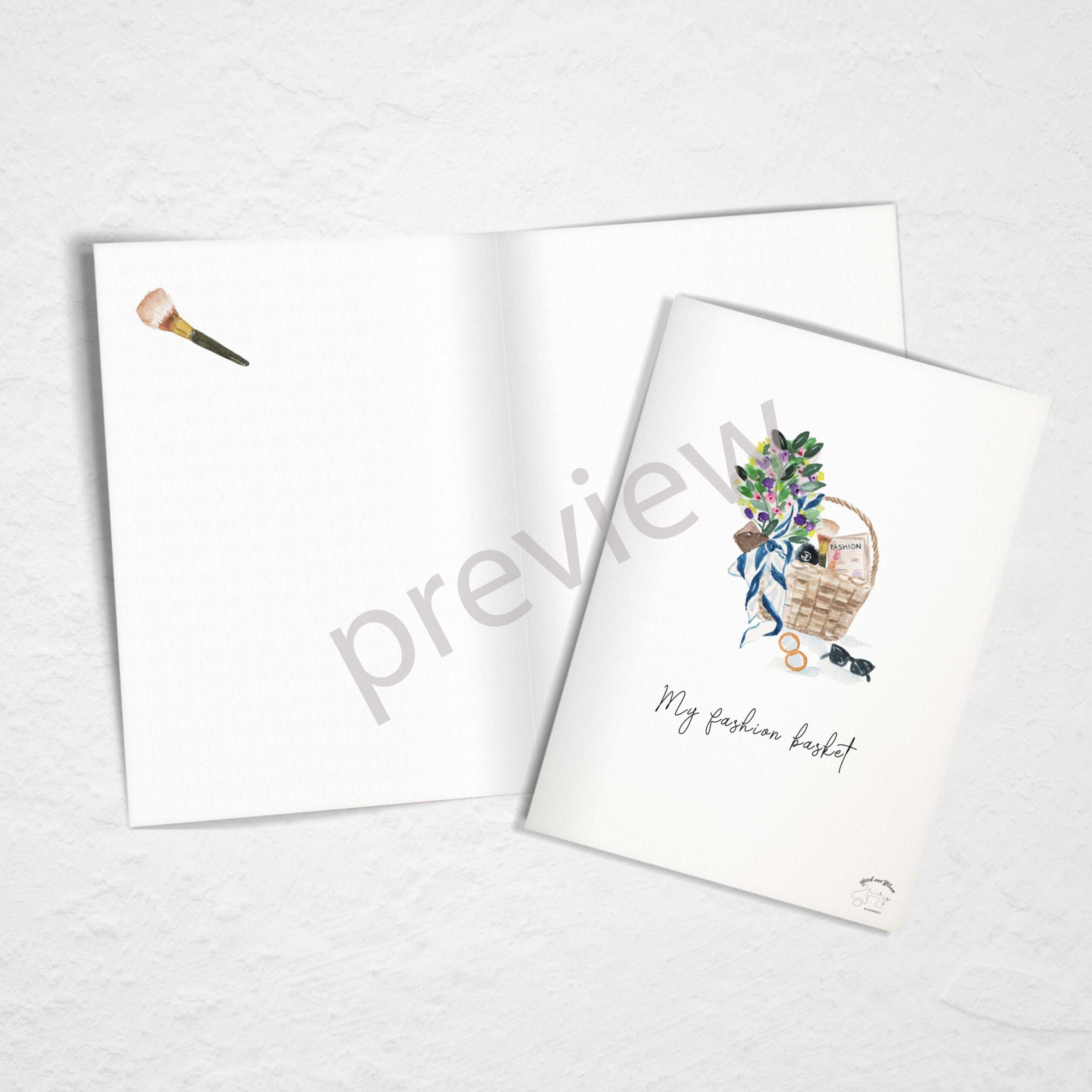 My Fashion Basket Watercolour Greeting Card - Image 3