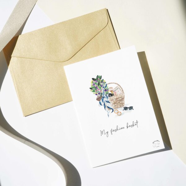 My Fashion Basket Watercolour Greeting Card