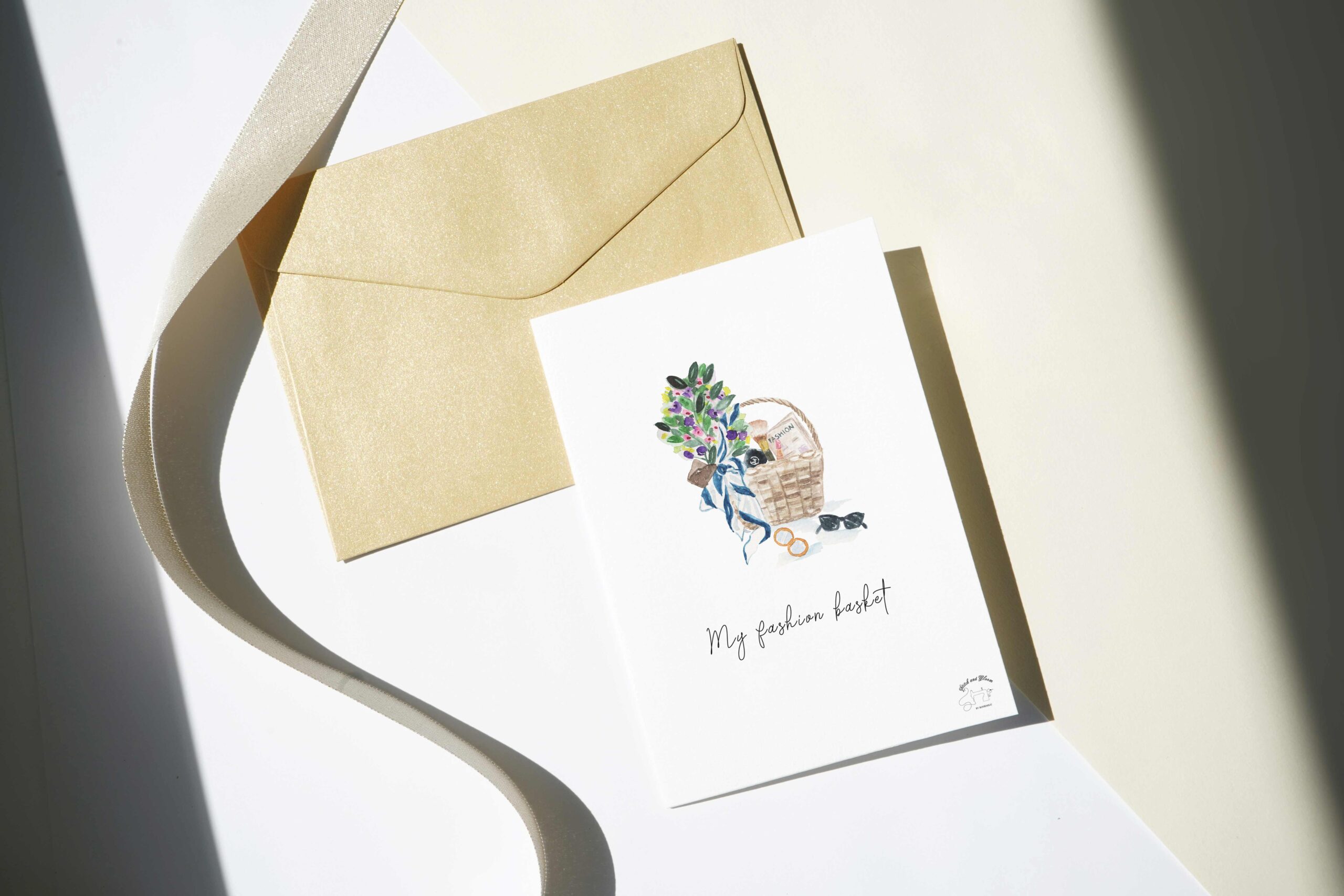 My Fashion Basket Watercolour Greeting Card